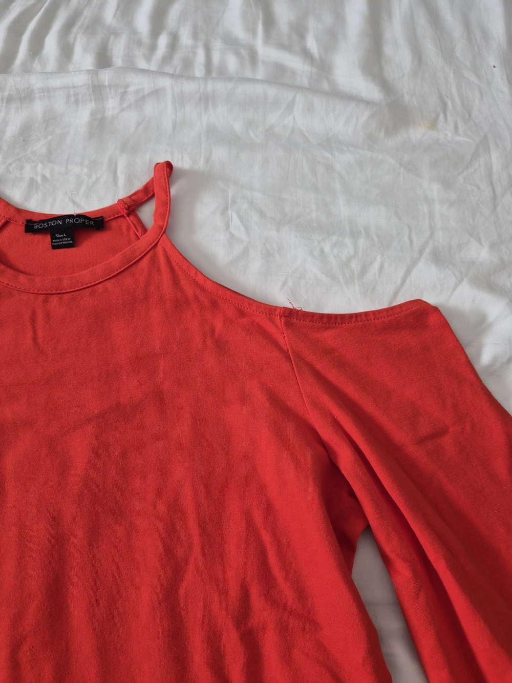 NWT Boston Proper Cold-Shoulder Red Wide Sleeve Top - Picture 2 of 5